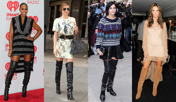 Девушки с платьях и ботфортах Ботфорты и платья