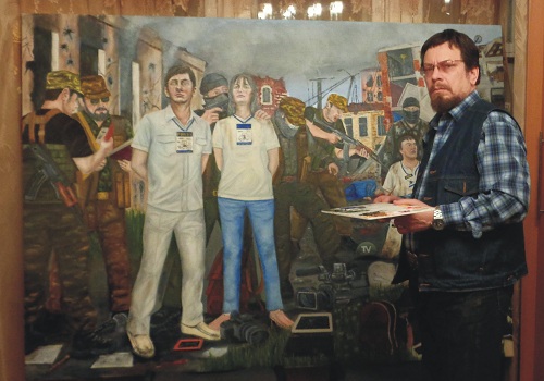 Картина «Журналисты, захваченные в плен боевиками» Картина Альберта Растяпина "Журналисты"