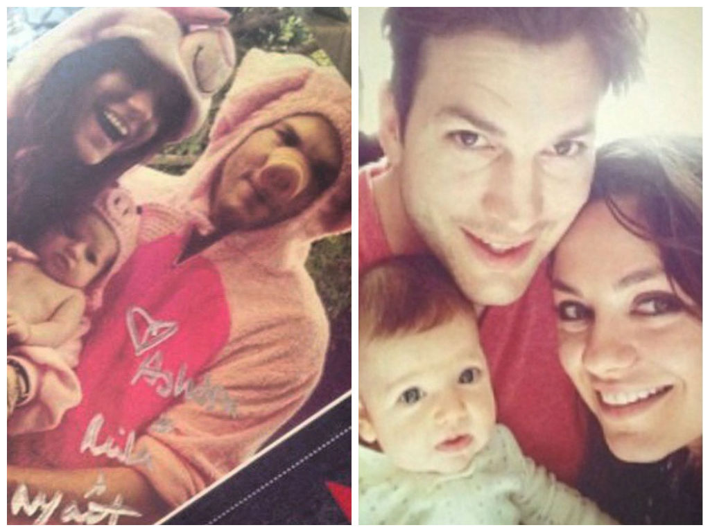 Мила, Эштон и их дочь Эштон с Милой и дочерью